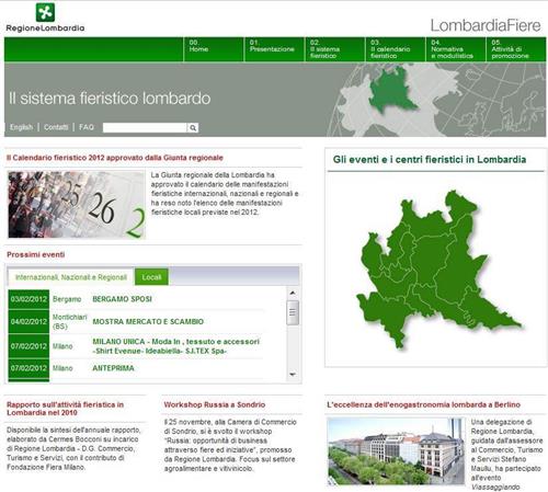 Regione Lombardia. Il sito del sistema fieristico